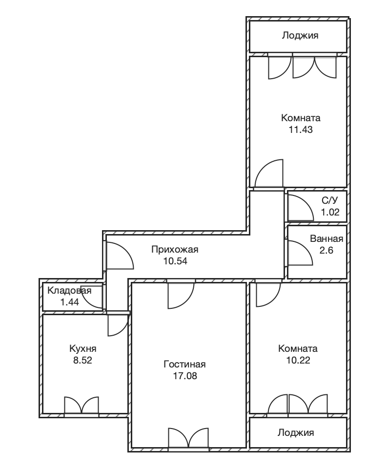 3-комнатная 62.9 м2 в ЖК undefined корпус null этаж 7