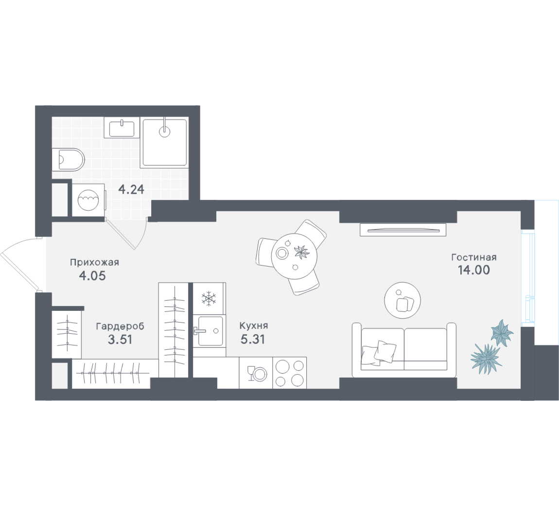 Студия 31 м2 в ЖК Solos корпус null этаж 27