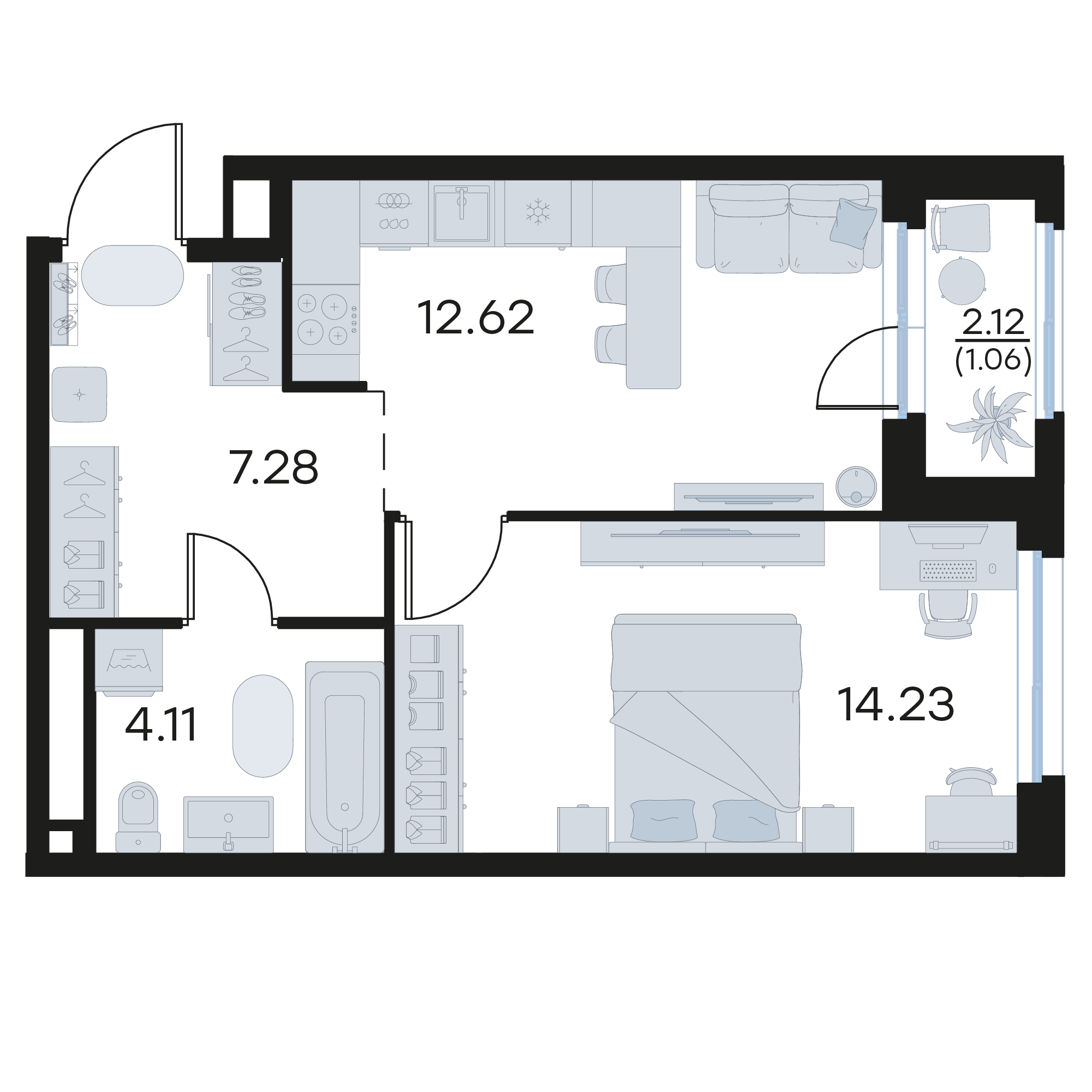 1-комнатная 39 м2 в ЖК Октябрьский корпус null этаж 12