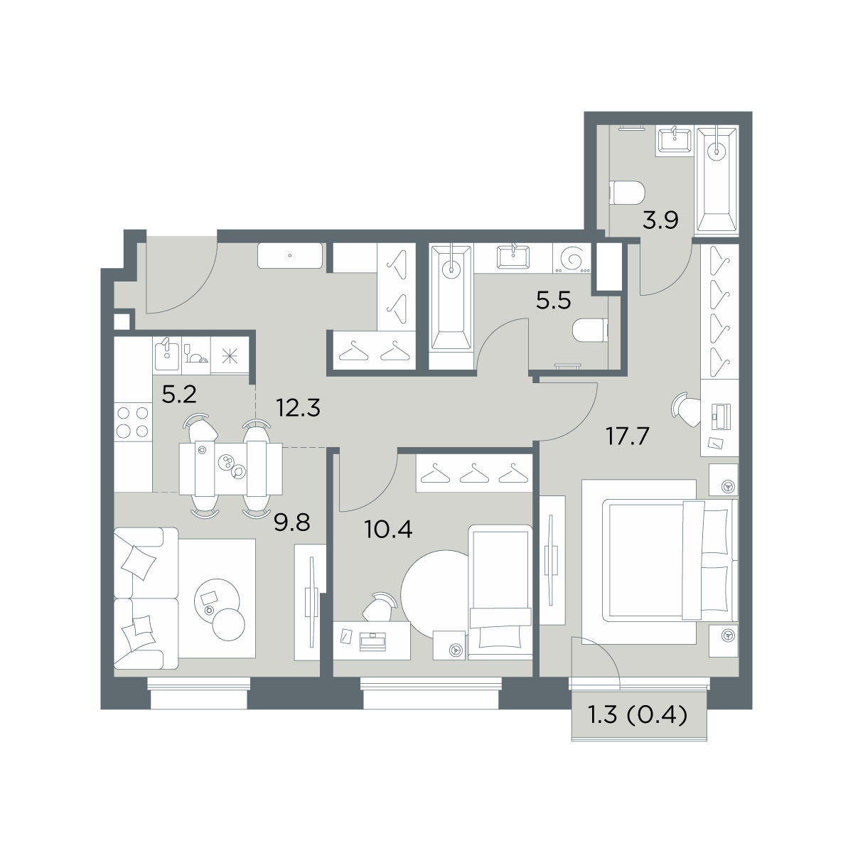 3-комнатная 65 м2 в ЖК Станиславский корпус null этаж 6
