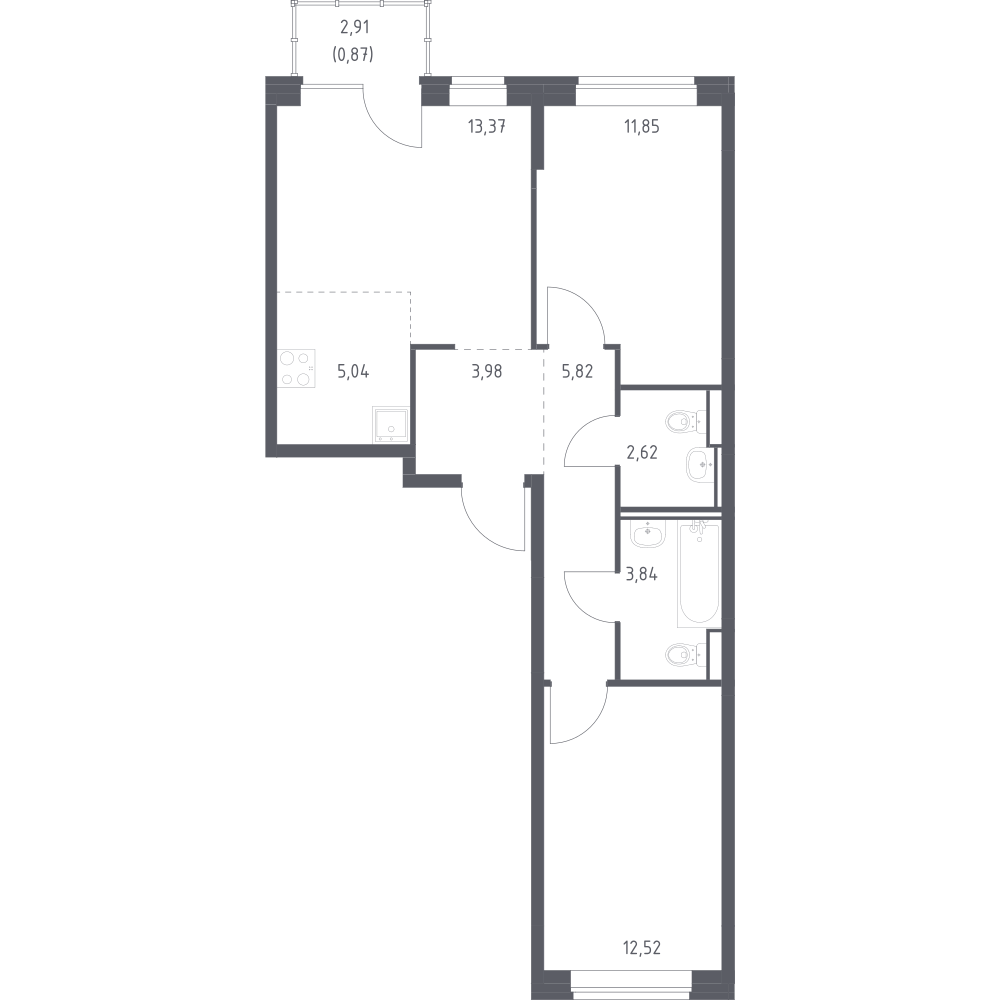 Студия 59 м2 в ЖК Живи! В Рыбацком корпус null этаж 11