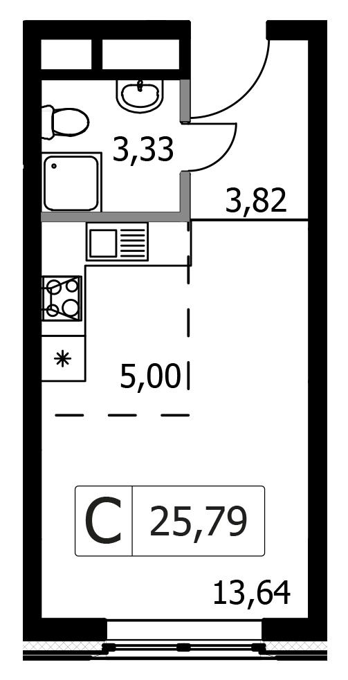 Студия 25 м2 в ЖК Городские Истории корпус null этаж 19