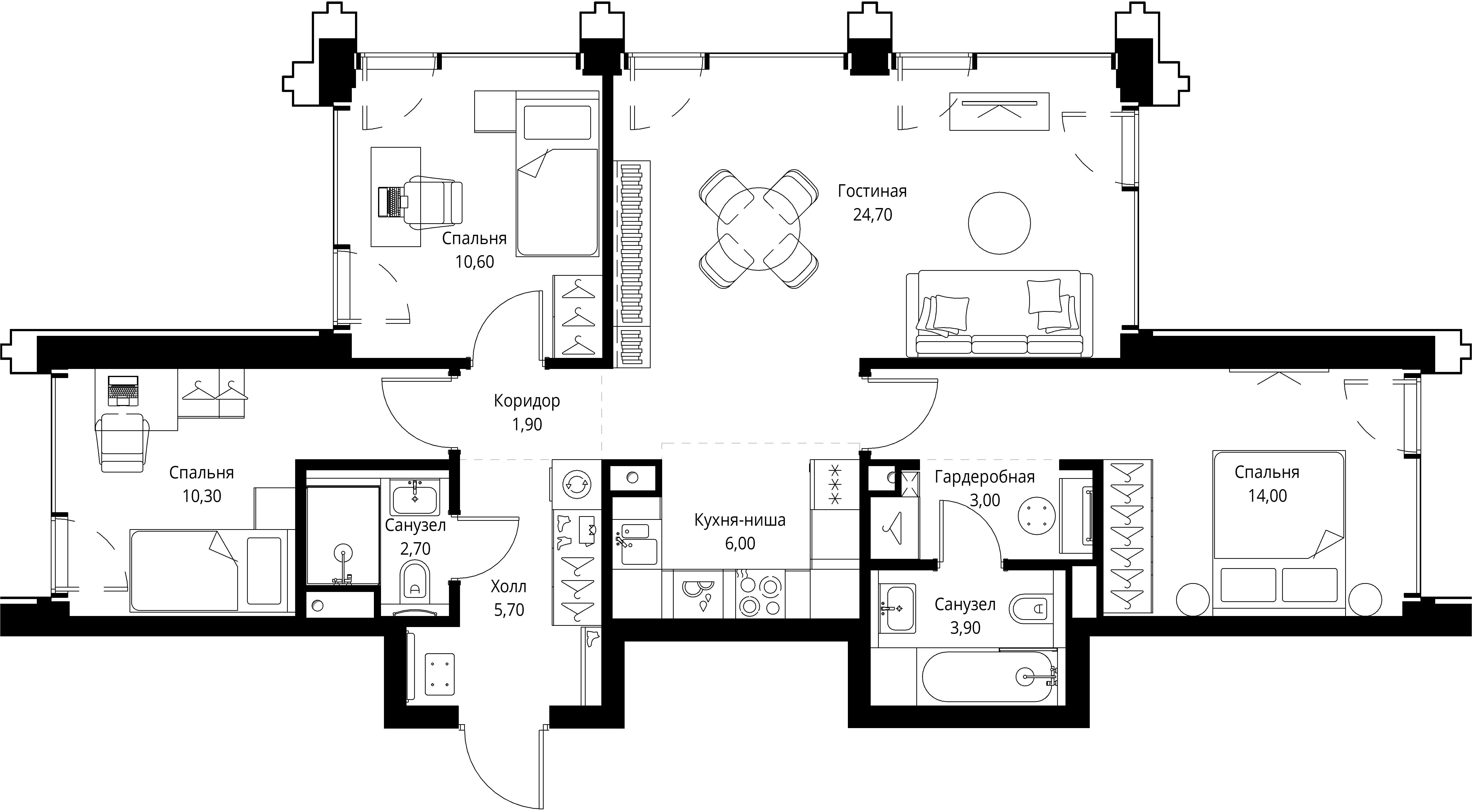 3-комнатная 82 м2 в ЖК SET корпус null этаж 59