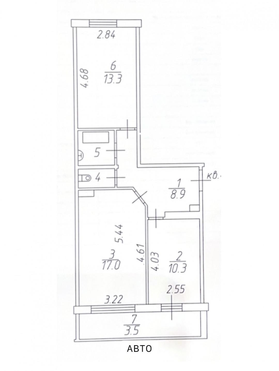 2-комнатная 57.4 м2 в ЖК undefined корпус null этаж 2