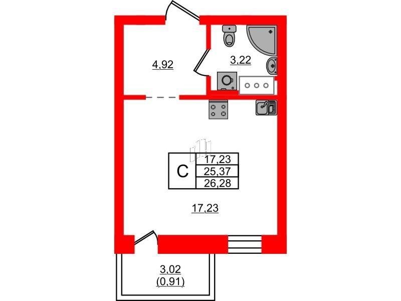 Студия 26 м2 в ЖК Северный меридиан корпус null этаж 4