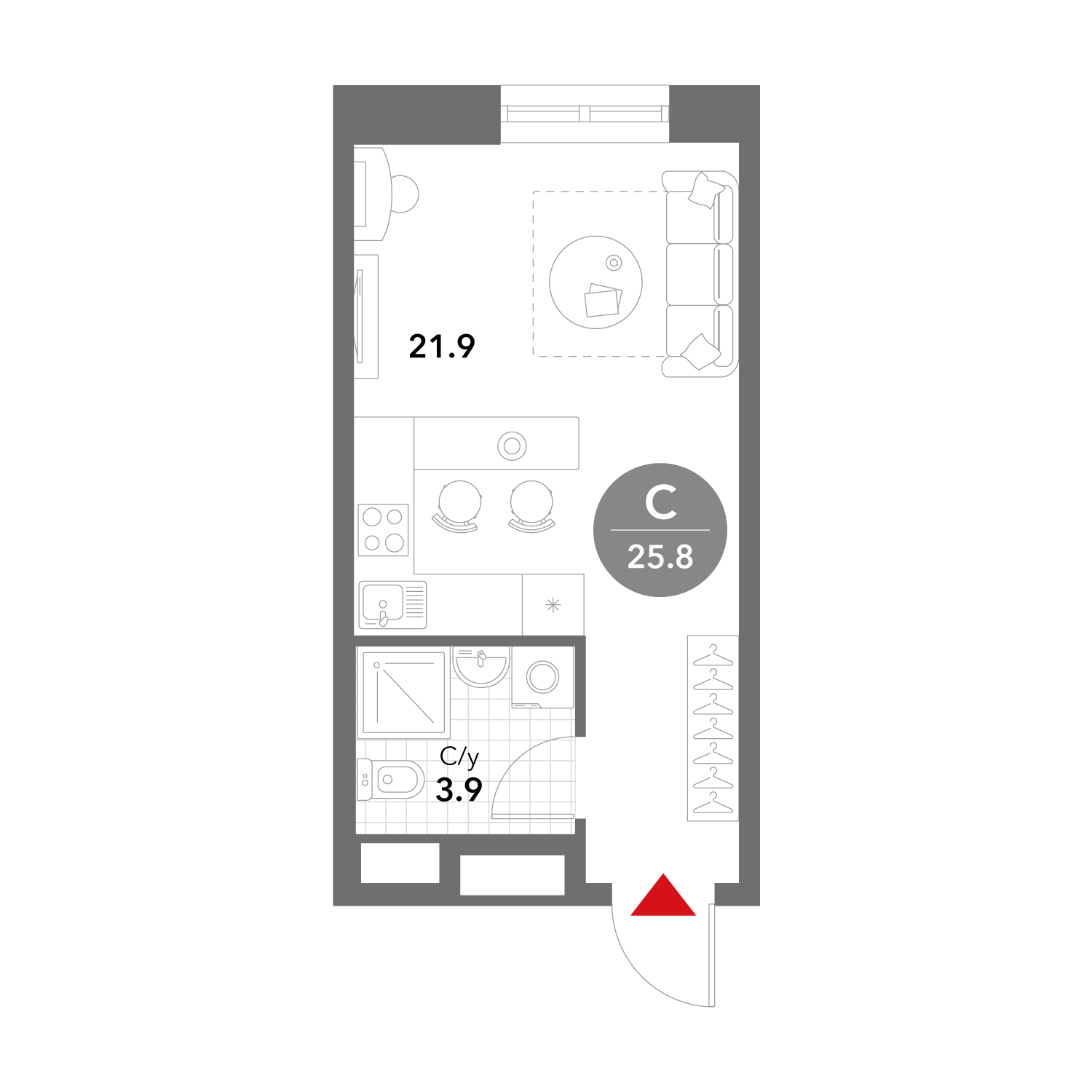 Студия 25 м2 в ЖК Воксхолл корпус null этаж 13