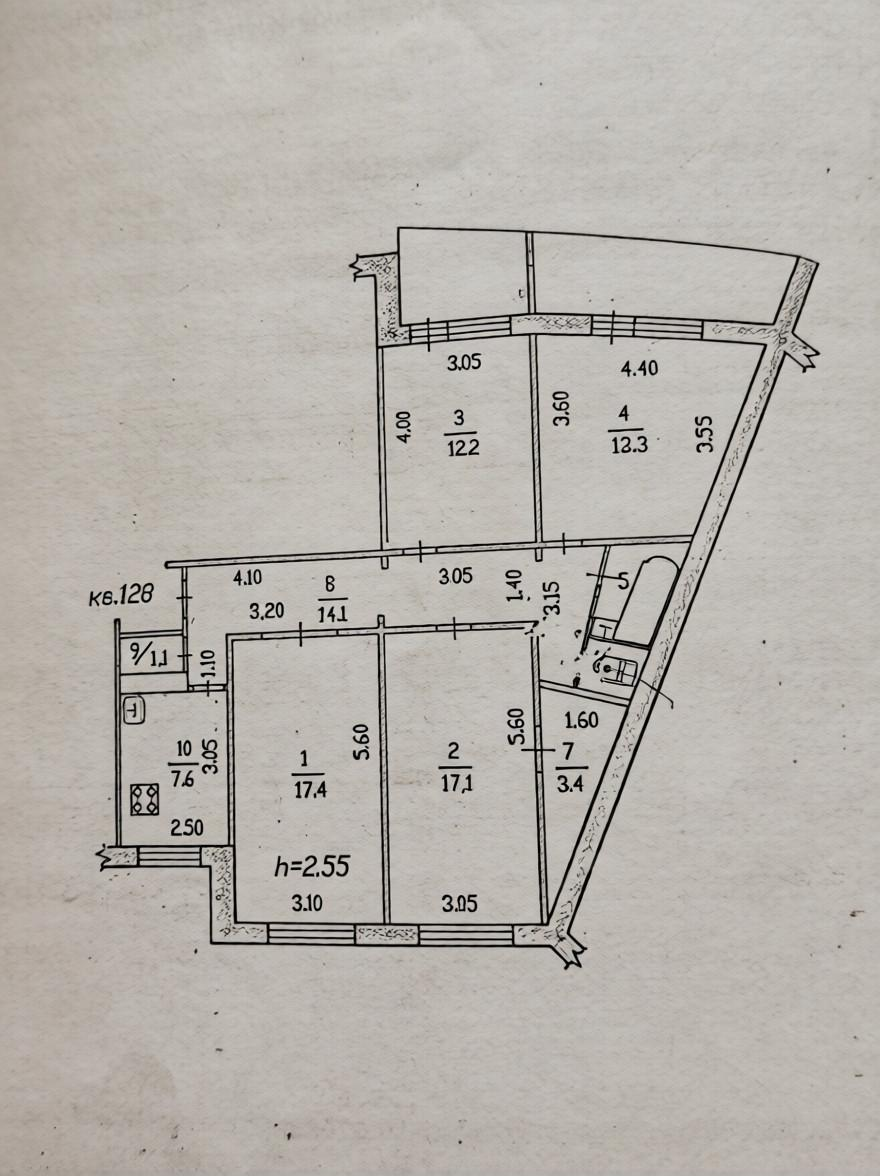 4-комнатная 89.8 м2 в ЖК undefined корпус null этаж 9