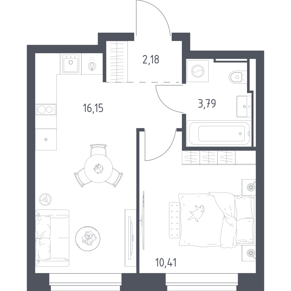 1-комнатная 32 м2 в ЖК Литературный Квартал корпус null этаж 13