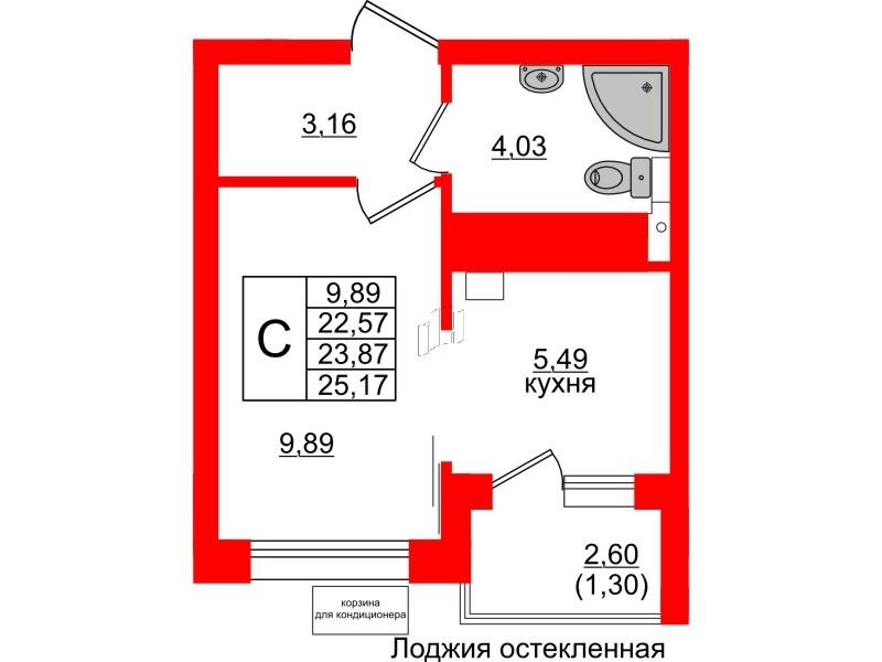 Студия 23 м2 в ЖК Lake City-11 корпус null этаж 2