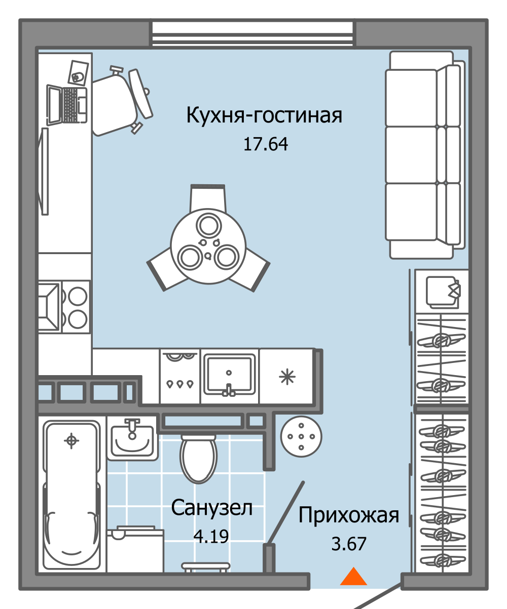 1-комнатная 26 м2 в ЖК ЖК Город Новаторов корпус null этаж 7