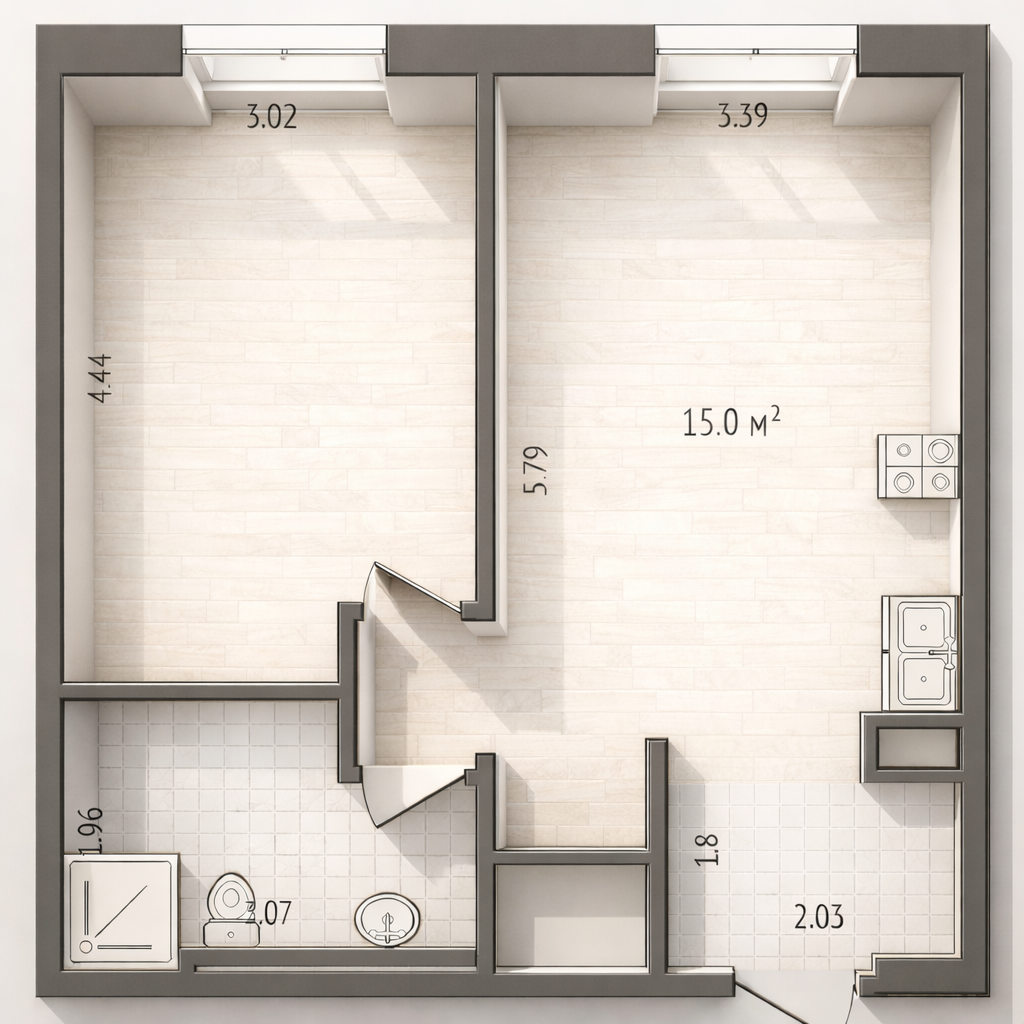 2-комнатная 41.5 м2 в ЖК undefined корпус null этаж 5
