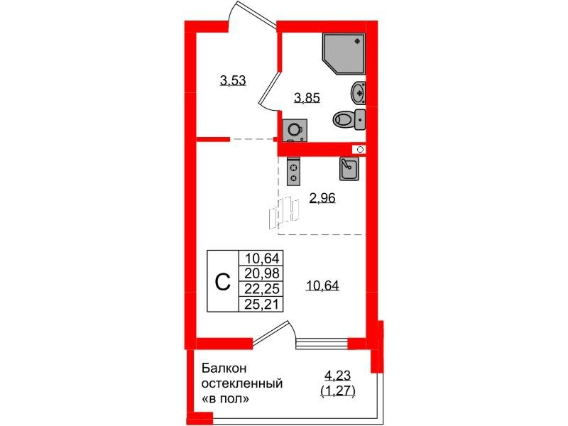 Студия 22 м2 в ЖК Консул корпус null этаж 7