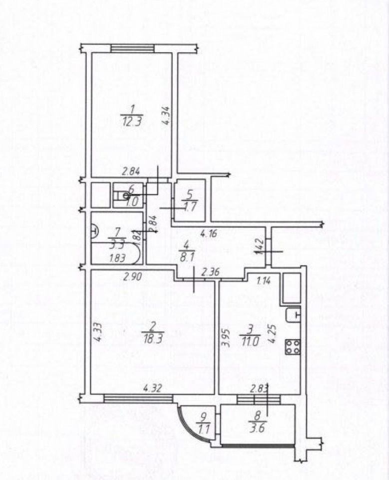 2-комнатная 60.4 м2 в ЖК undefined корпус null этаж 14