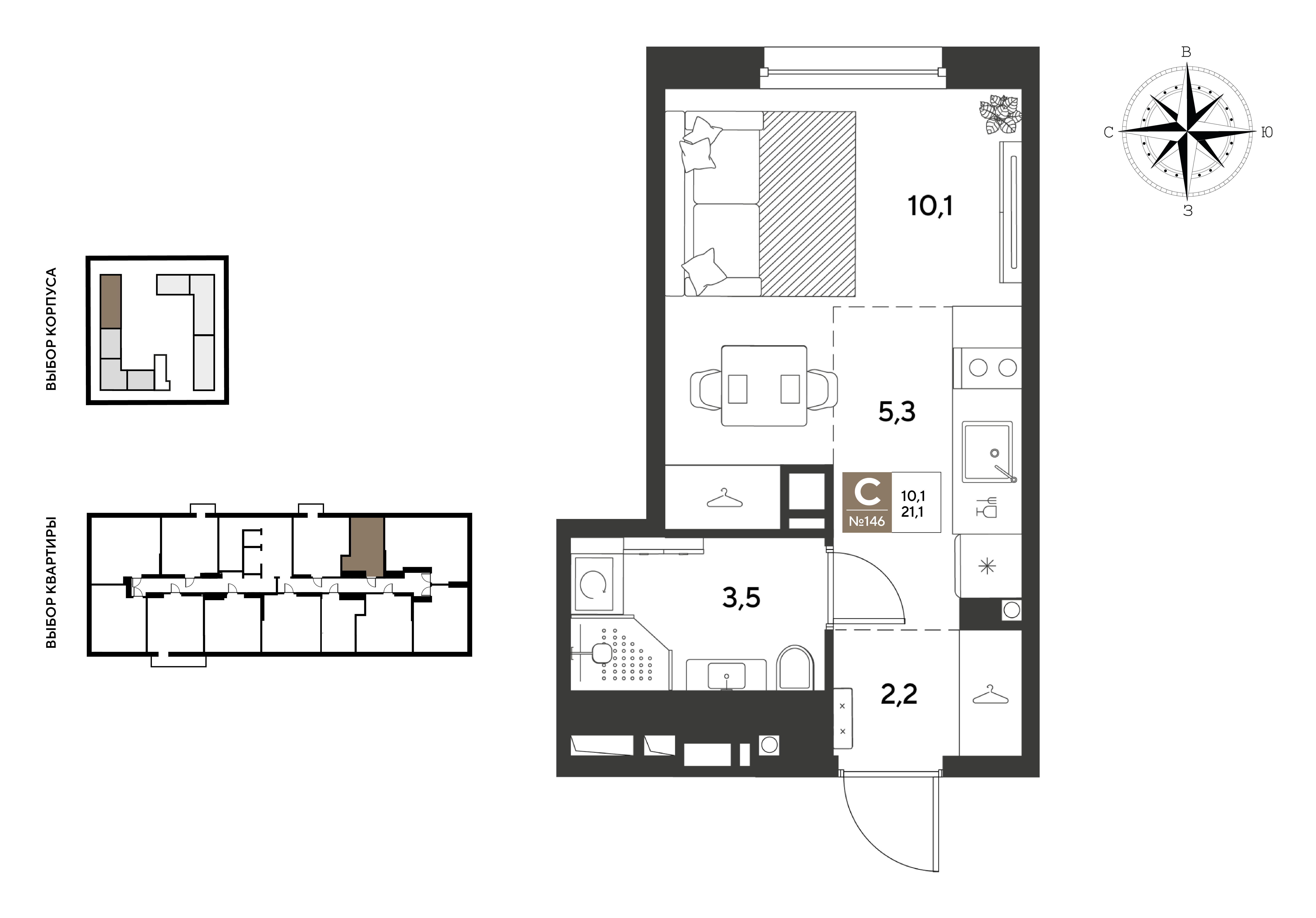 Студия 21 м2 в ЖК ГРЭЙД корпус null этаж 4