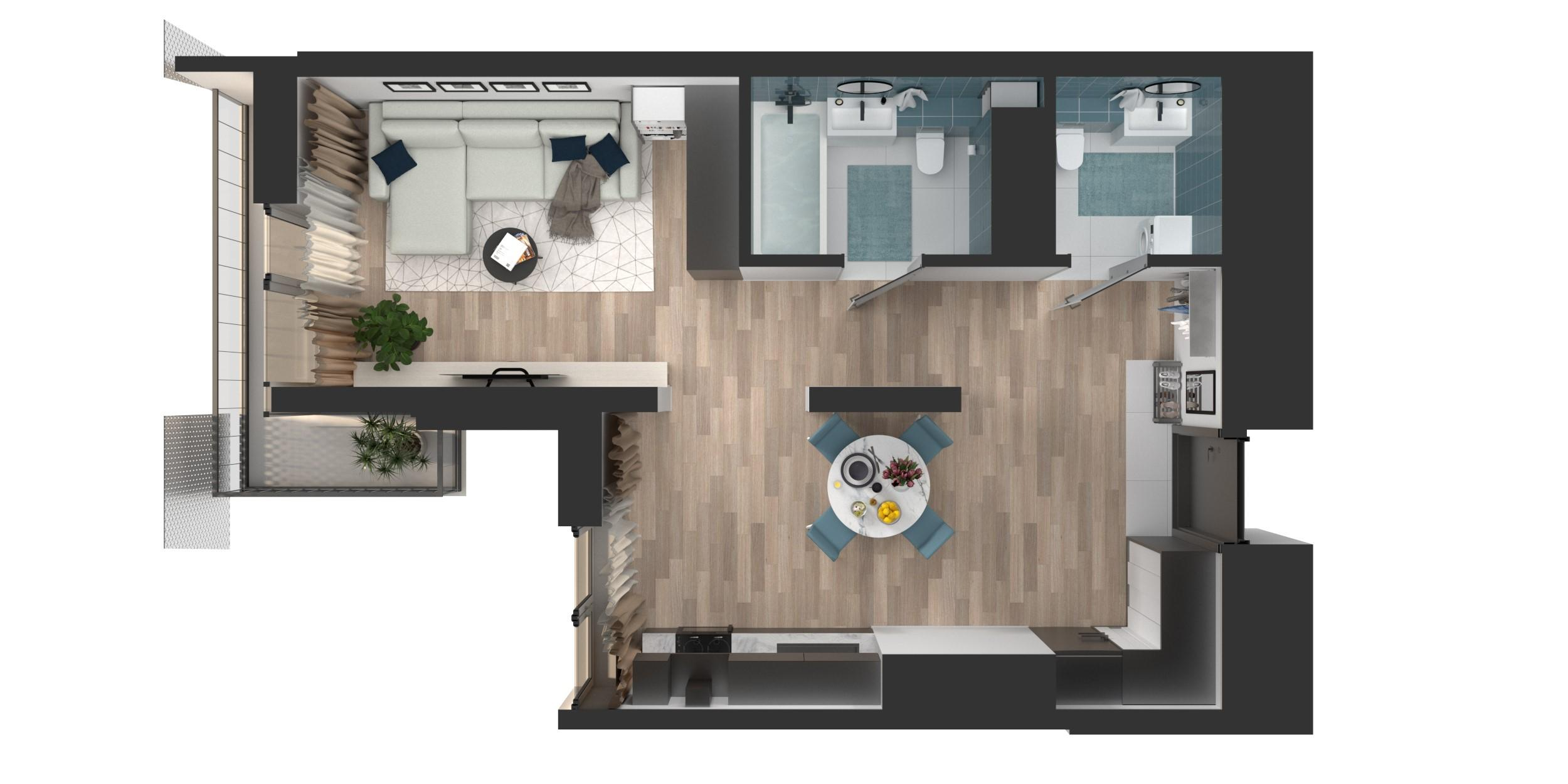 Студия 44 м2 в ЖК Мой Ритм корпус null этаж 15