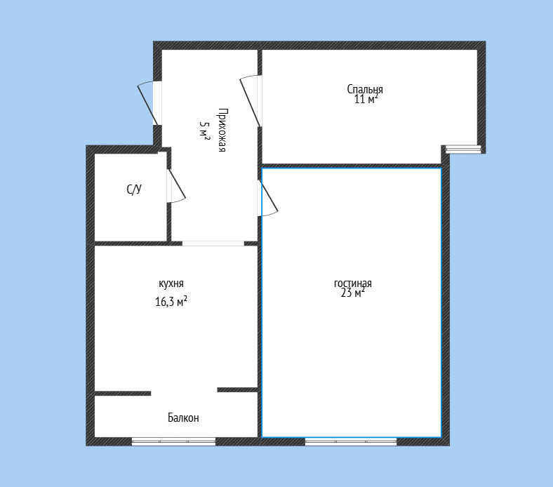 2-комнатная 61 м2 в ЖК undefined корпус null этаж 9