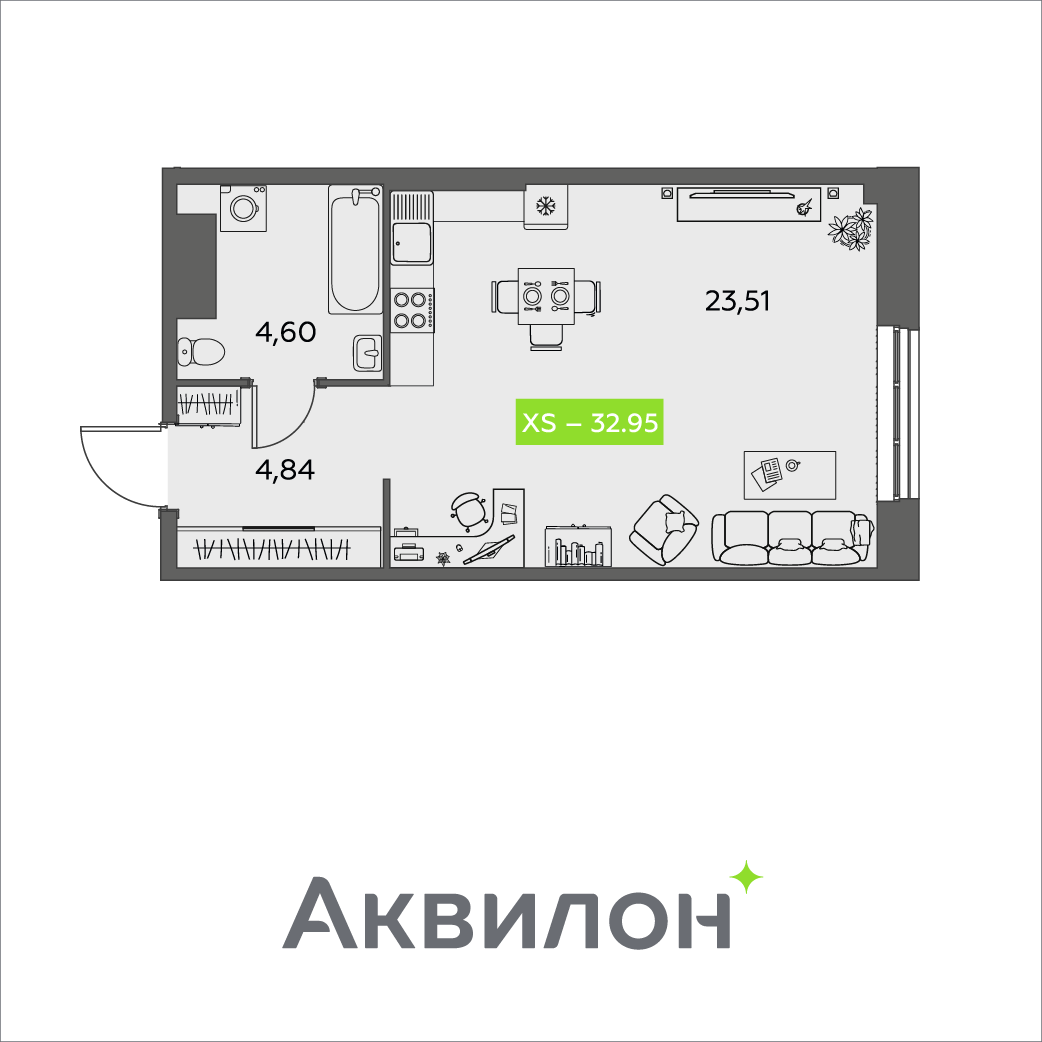 Студия 32 м2 в ЖК Аквилон Shine корпус null этаж 13