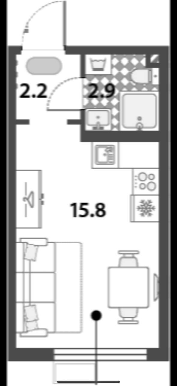 Студия 20.8 м2 в ЖК undefined корпус null этаж 2