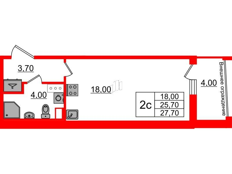 Студия 25 м2 в ЖК Бионика Заповедная корпус null этаж 5