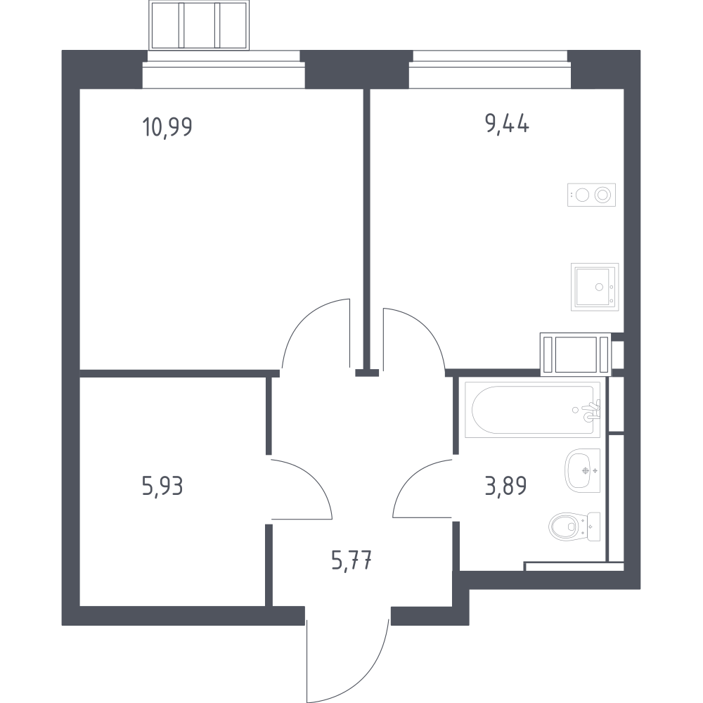 1-комнатная 35 м2 в ЖК Алхимово корпус null этаж 13