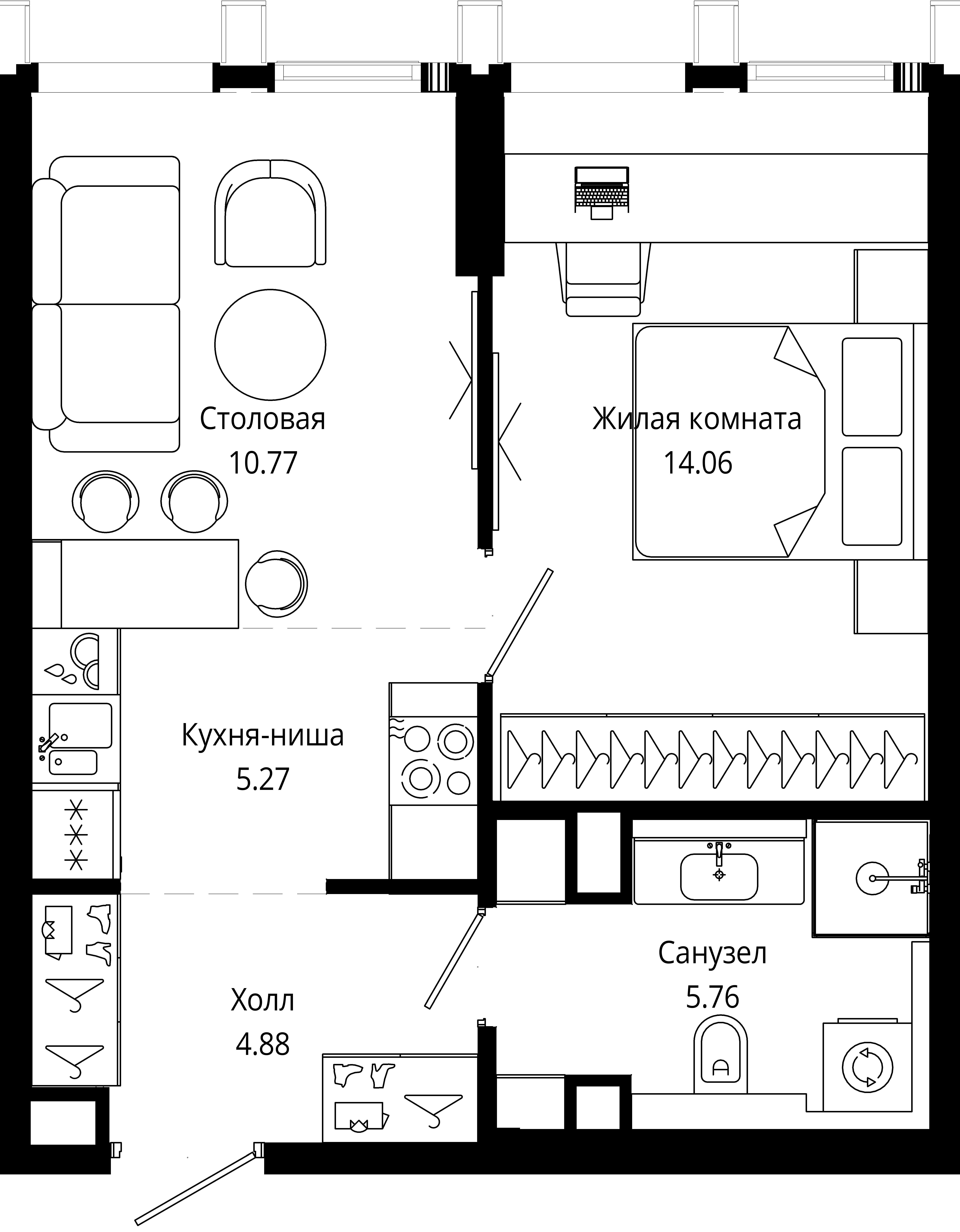 1-комнатная 40 м2 в ЖК MOD корпус null этаж 11