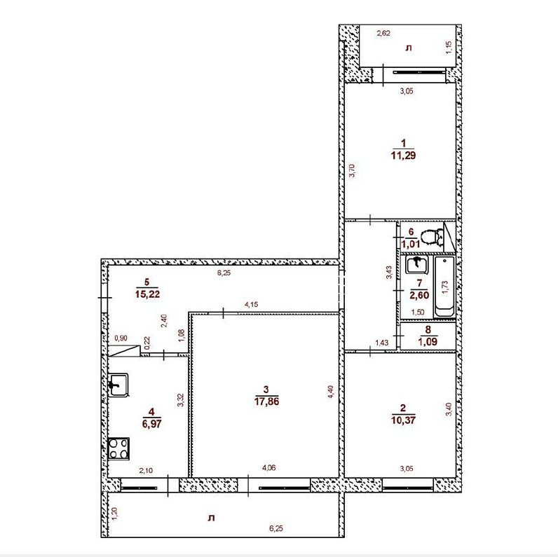 3-комнатная 71.7 м2 в ЖК undefined корпус null этаж 9