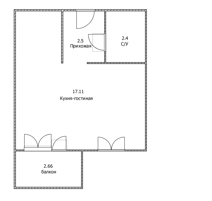 Студия 21 м2 в ЖК undefined корпус null этаж 2