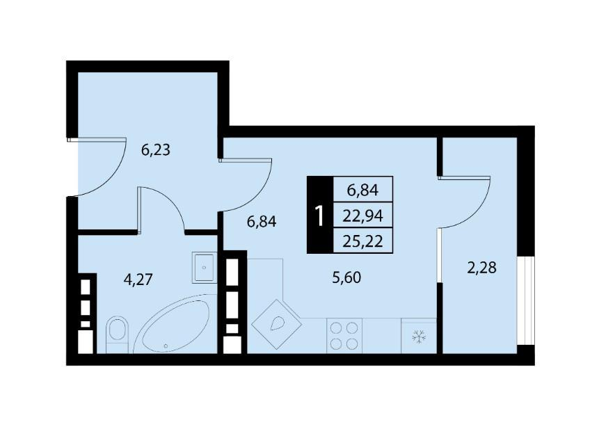 Студия 25.2 м2 в ЖК undefined корпус null этаж 16