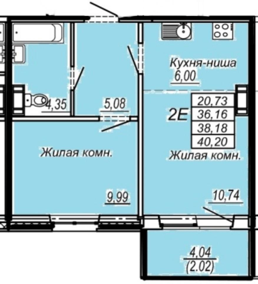 1-комнатная 36.1 м2 в ЖК undefined корпус null этаж 8