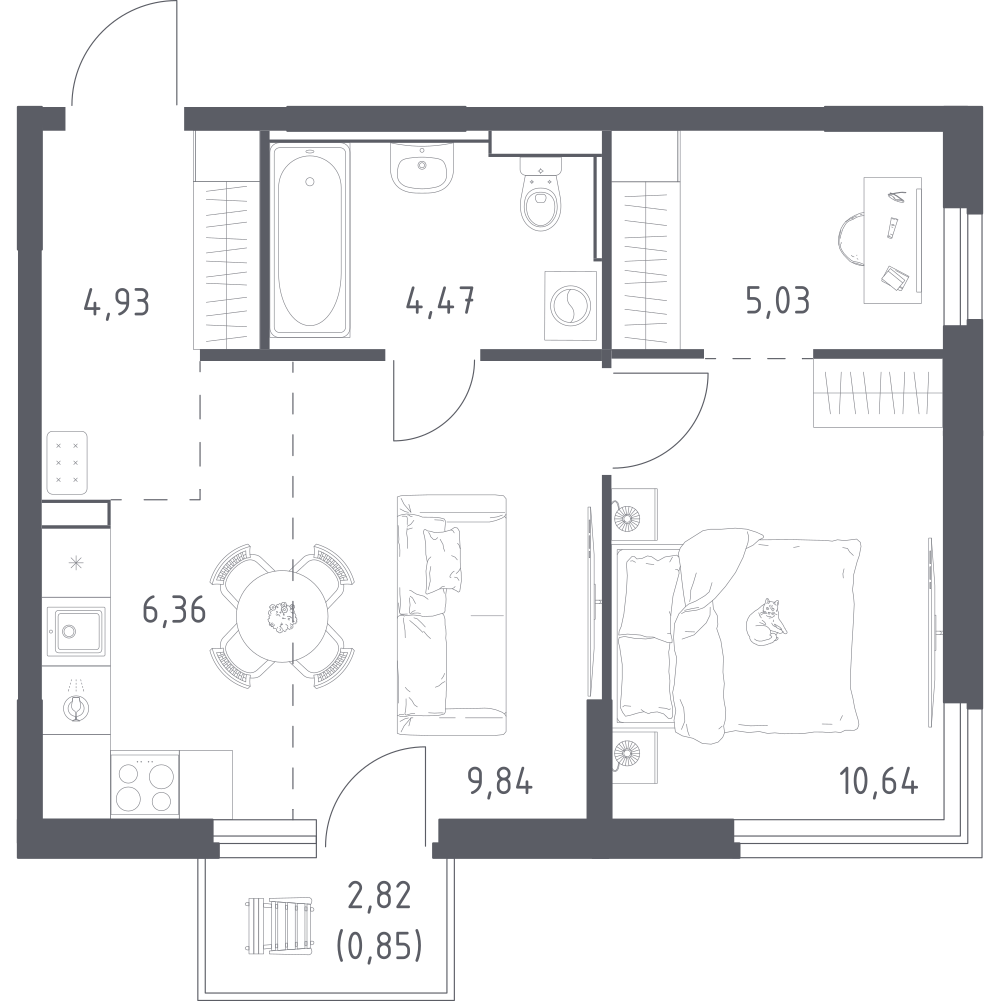 Студия 42 м2 в ЖК Донские Легенды корпус null этаж 14