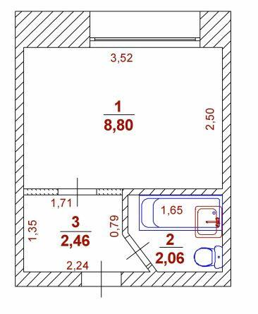 1-комнатная 13.3 м2 в ЖК undefined корпус null этаж 2