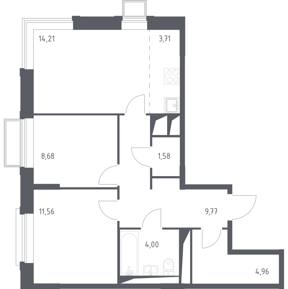 Студия 58 м2 в ЖК Долина Яузы корпус null этаж 24
