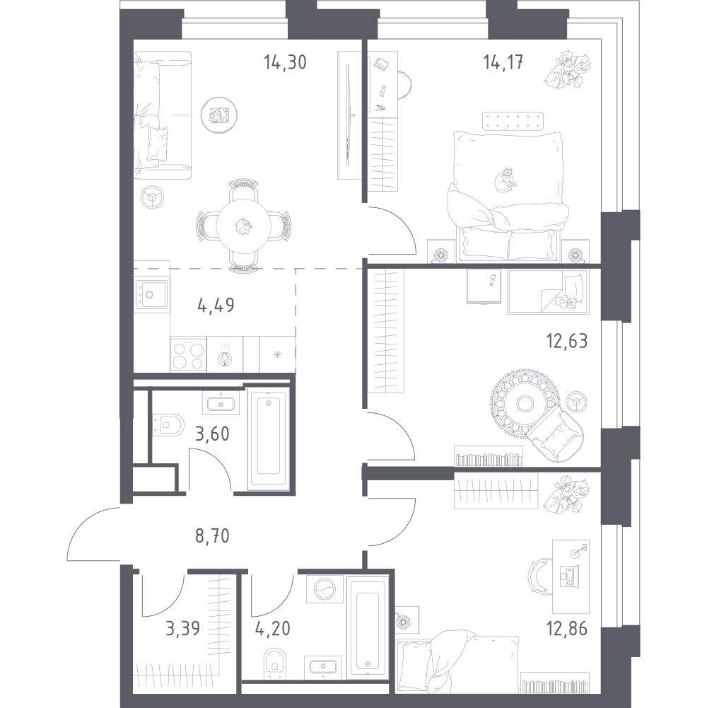 Студия 78 м2 в ЖК Верейская 41 корпус null этаж 6