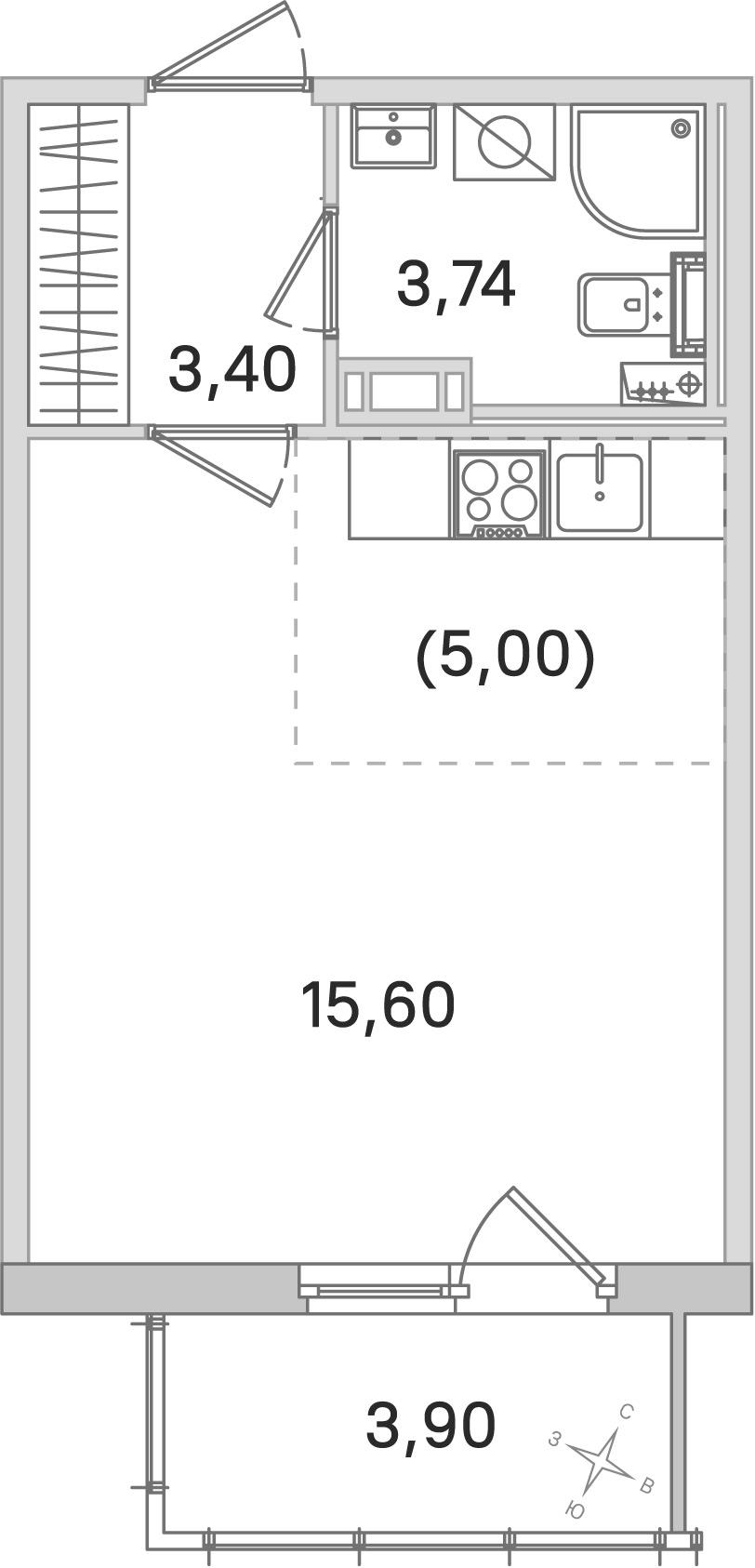 Студия 28 м2 в ЖК Любоград корпус null этаж 4