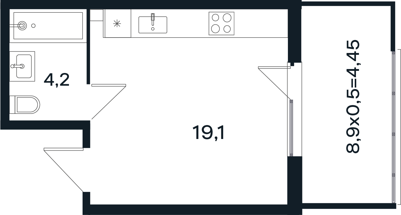 Студия 27 м2 в ЖК Микрорайон Новая Елизаветка корпус null этаж 1