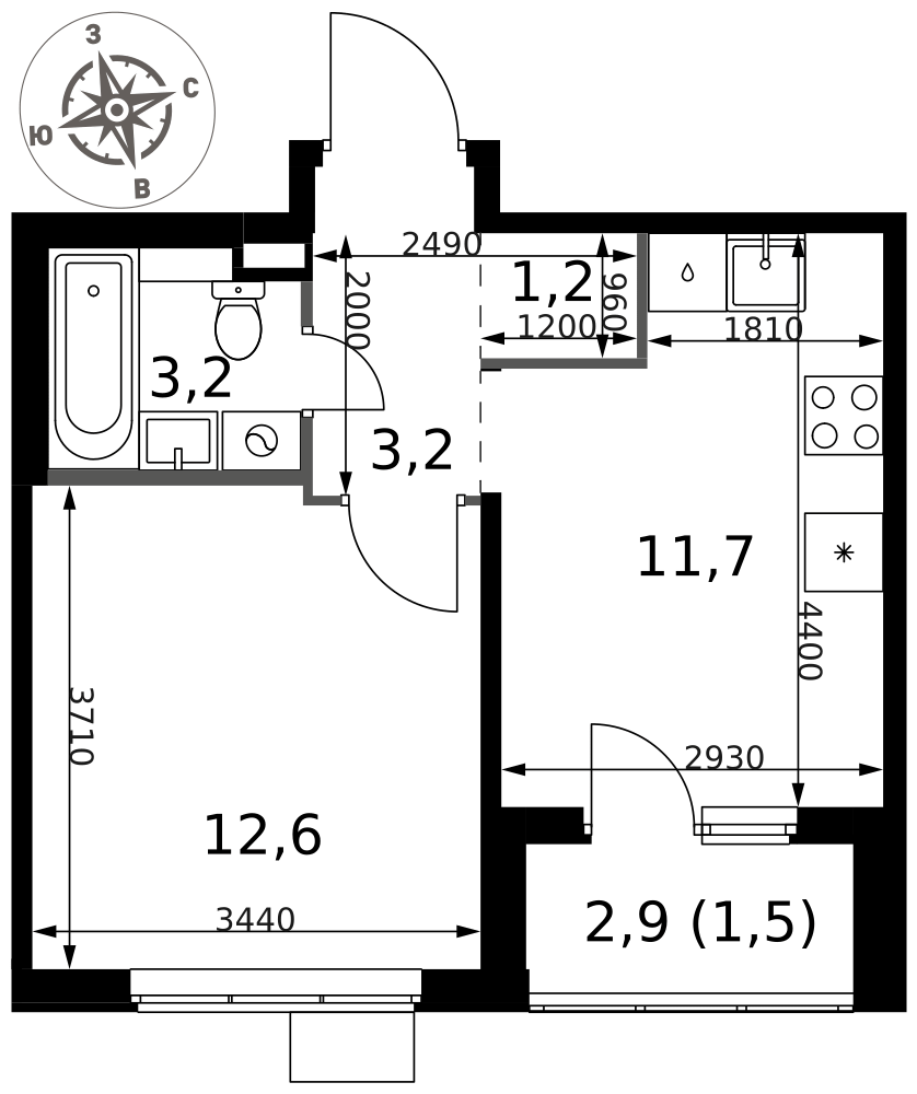 1-комнатная 33 м2 в ЖК 1-й Химкинский корпус null этаж 10