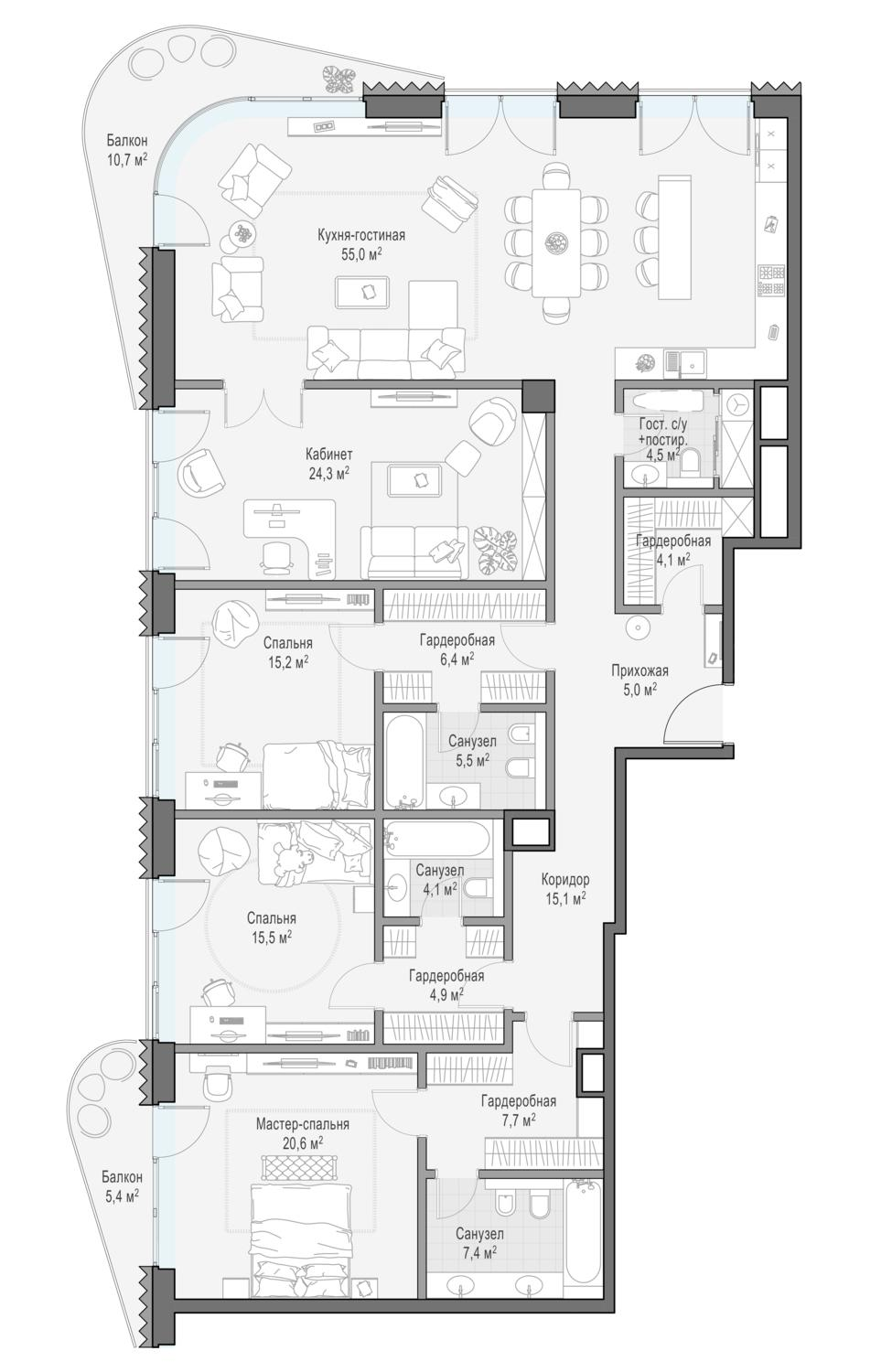 3-комнатная 201 м2 в ЖК Дом «Лаврушинский» корпус null этаж 11