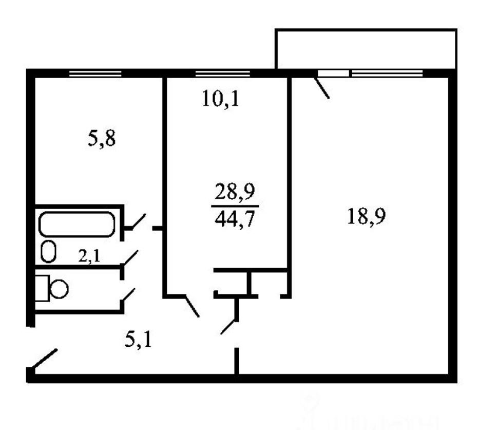 2-комнатная 45 м2 в ЖК undefined корпус null этаж 9