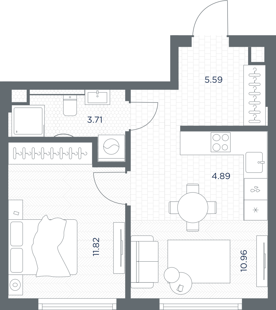1-комнатная 36 м2 в ЖК TATE корпус null этаж 47