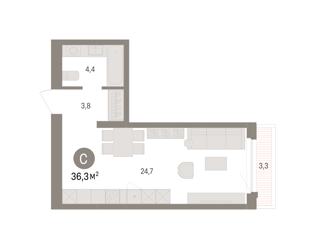 Студия 36 м2 в ЖК Зарека корпус null этаж 10