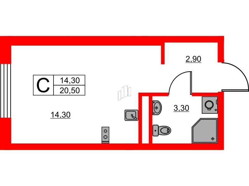 Студия 20 м2 в ЖК Avenue Apart Пулково корпус null этаж 7