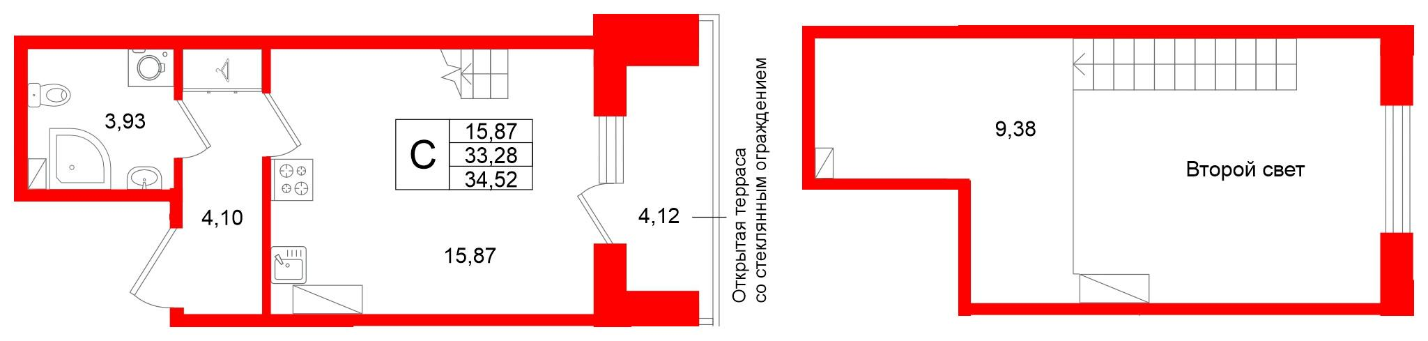 Студия 33 м2 в ЖК Аристократ корпус null этаж 8