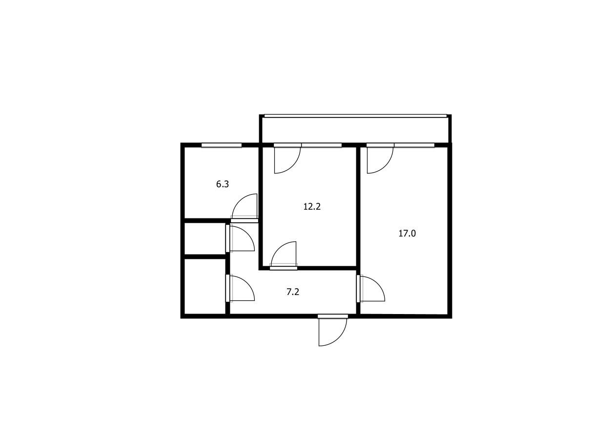 2-комнатная 48.5 м2 в ЖК undefined корпус null этаж 4