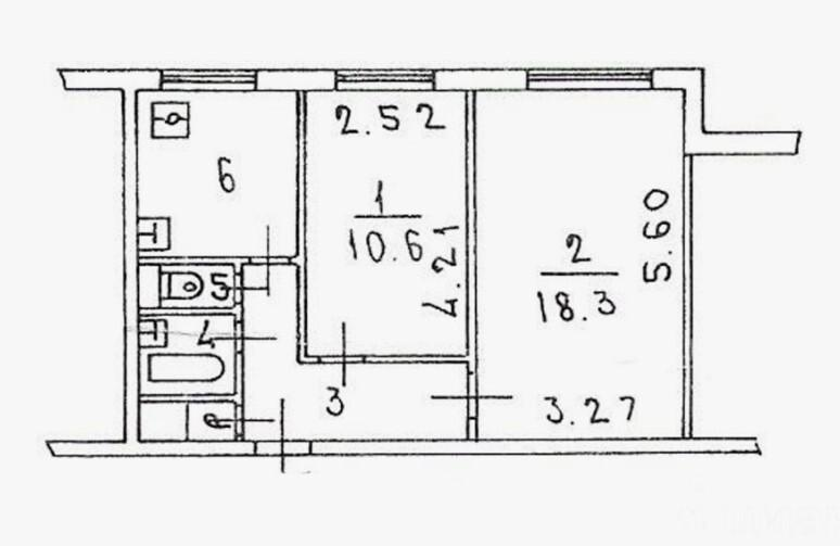 2-комнатная 45.3 м2 в ЖК undefined корпус null этаж 6