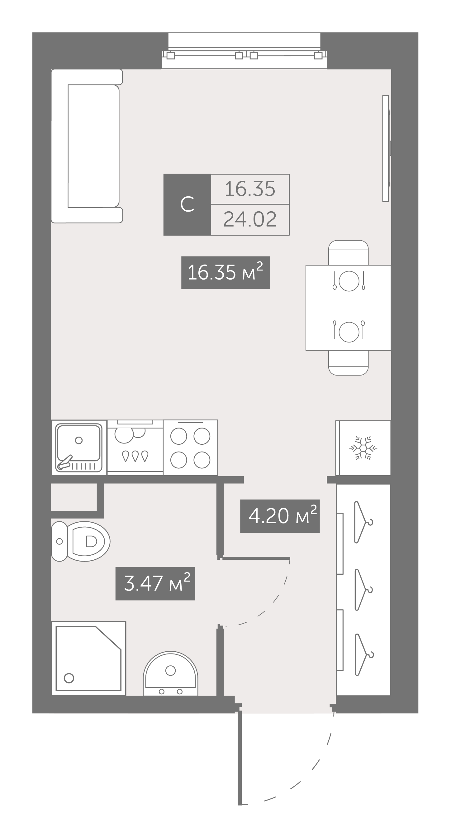 Студия 24 м2 в ЖК Зум на Неве корпус null этаж 9