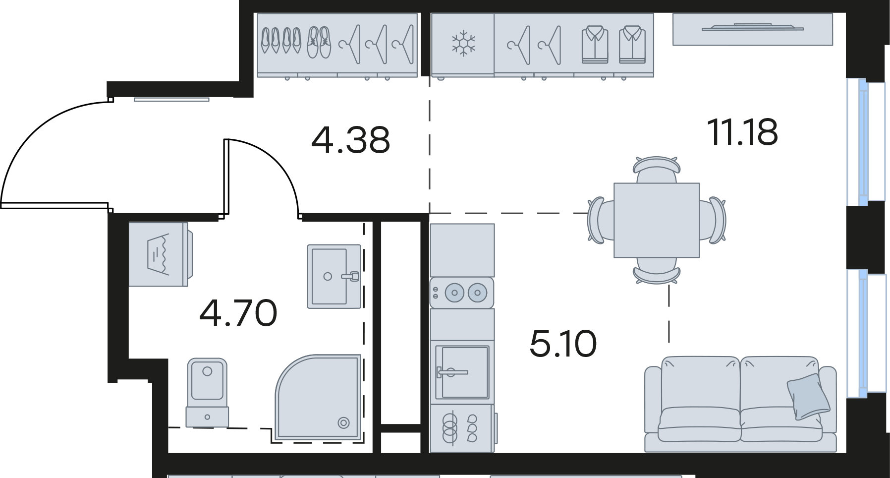 Студия 25 м2 в ЖК GloraX Левобережный корпус null этаж 22