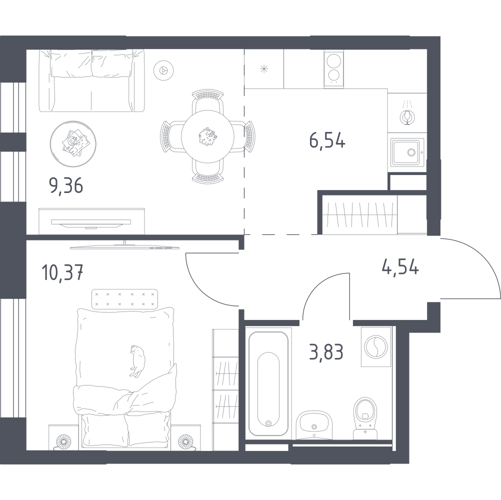 Студия 34 м2 в ЖК Остафьево корпус null этаж 5