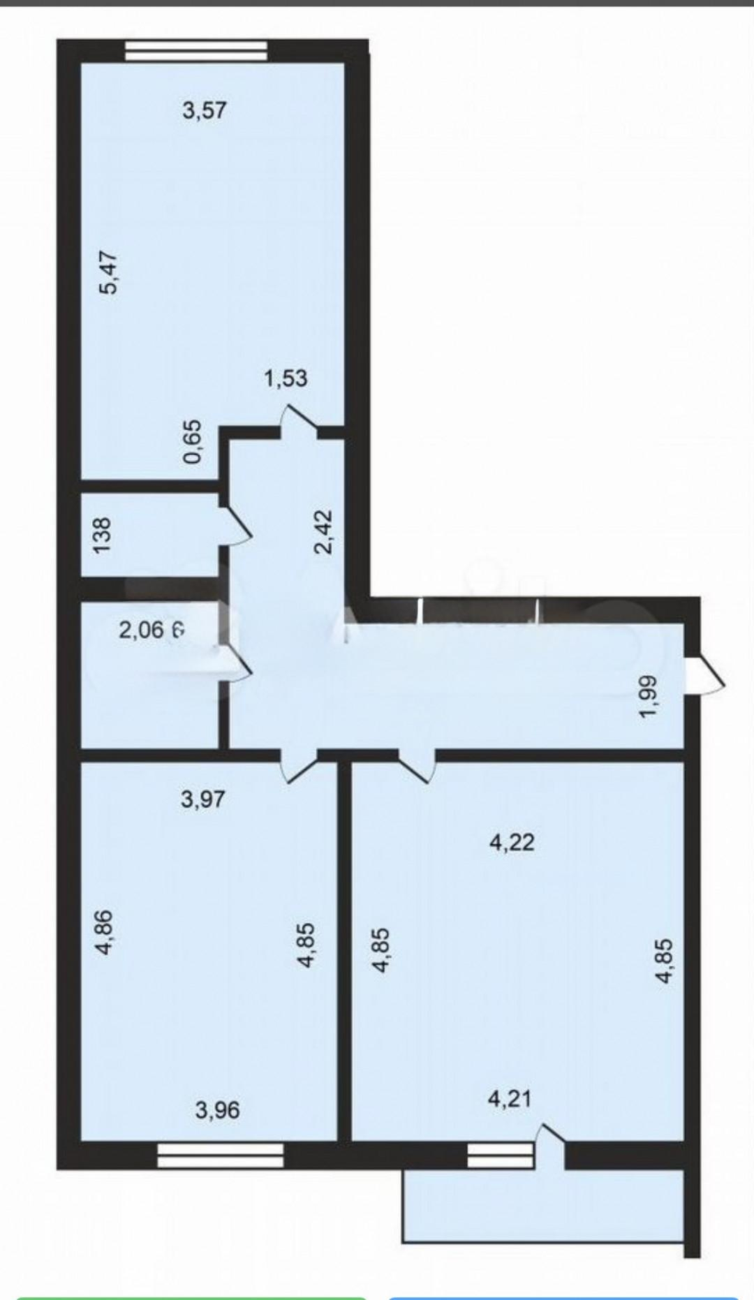 2-комнатная 76.8 м2 в ЖК undefined корпус null этаж 10