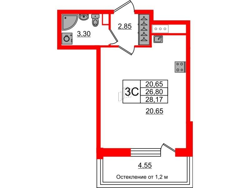 Студия 26 м2 в ЖК Сенат корпус null этаж 6