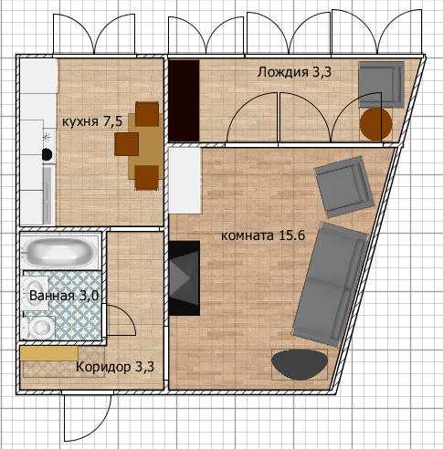 1-комнатная 30.1 м2 в ЖК undefined корпус null этаж 5